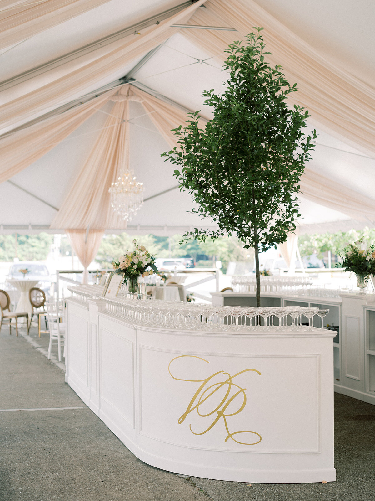 Tented Cocktail Hour Tree Decor Franklin Tennessee Wedding