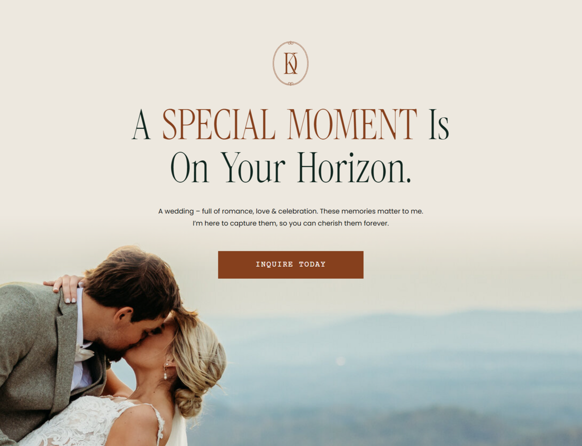 wedding photographer web copy example call to action 