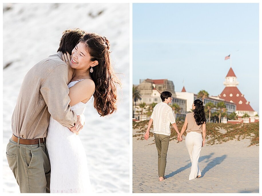couple at Coronado beach in sand
