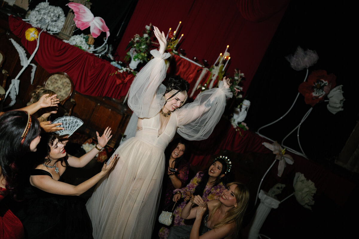 Bride partying at reception in Baltimore, Maryland.