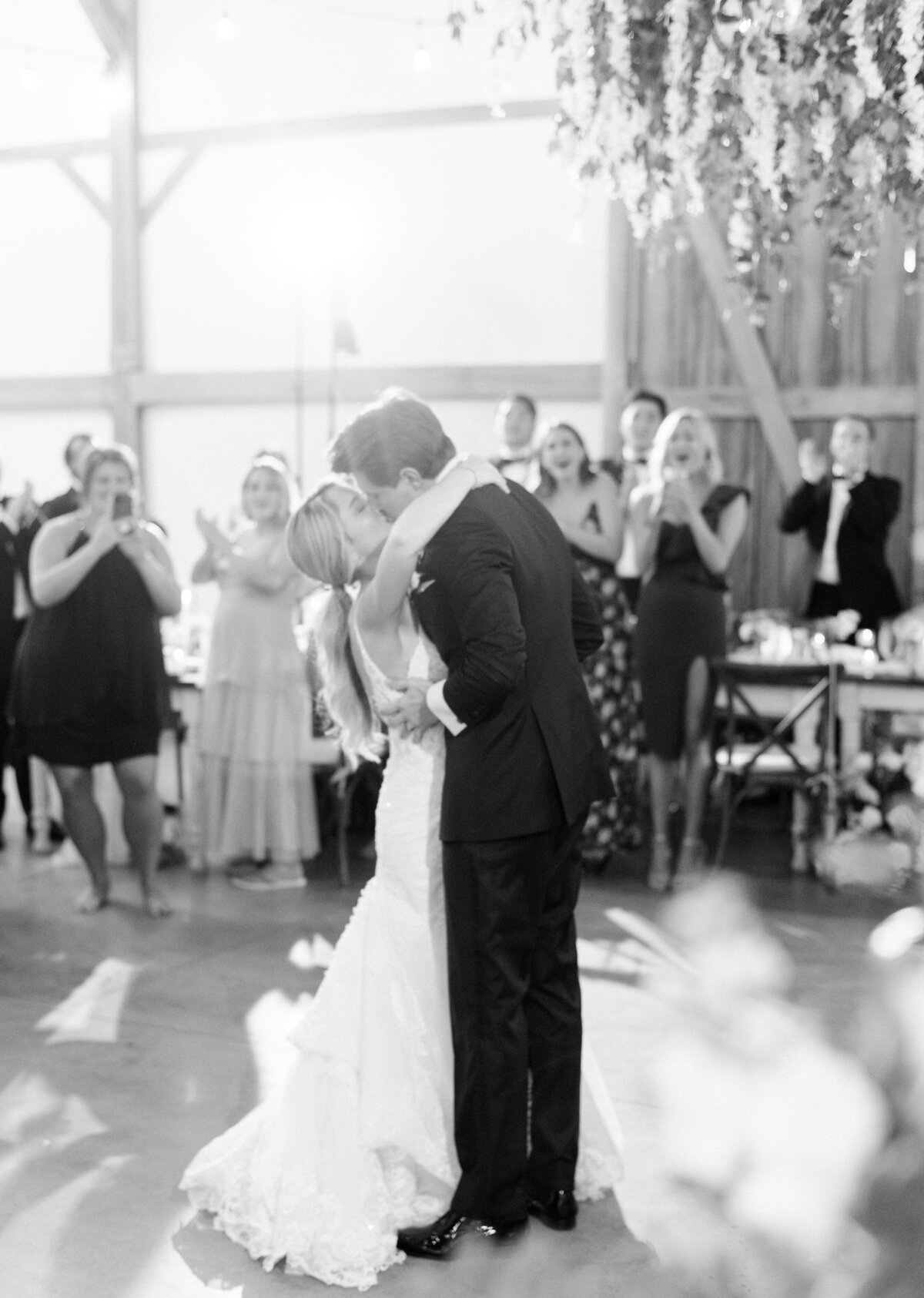 Romantic great marsh wedding kiss