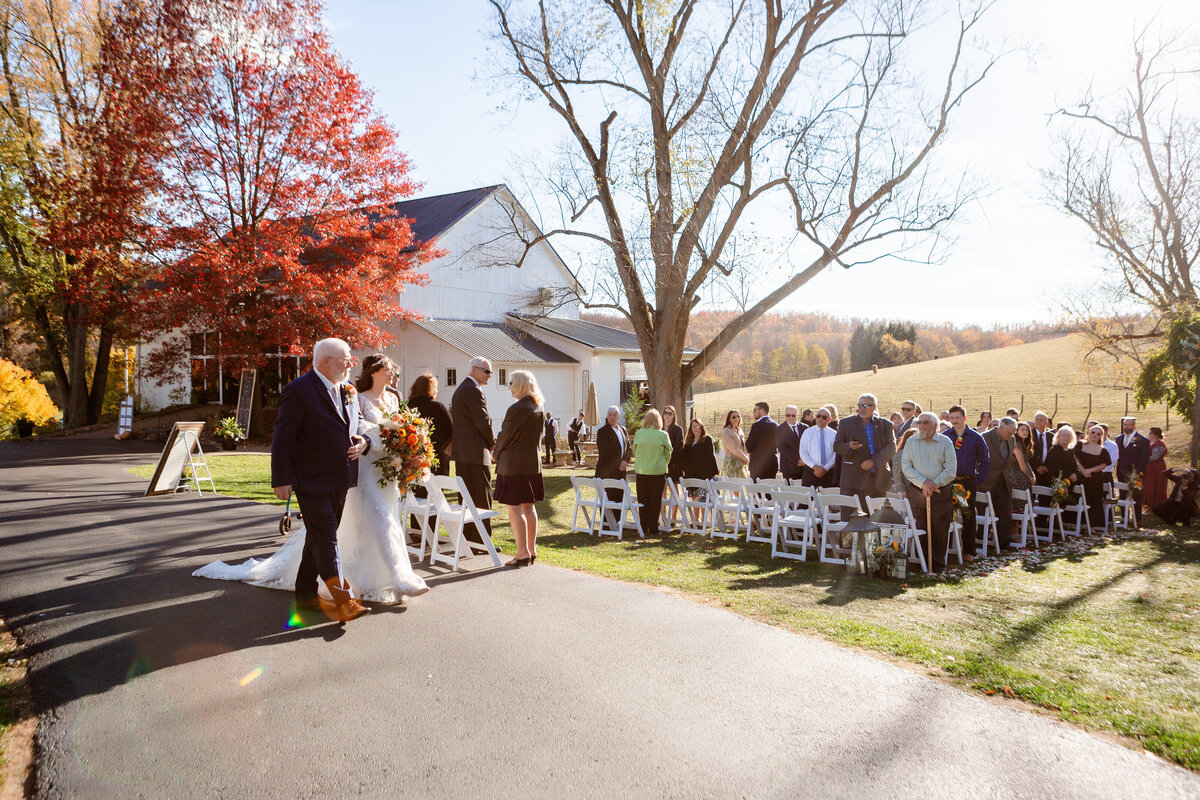 bride walking into the wedding ceremony