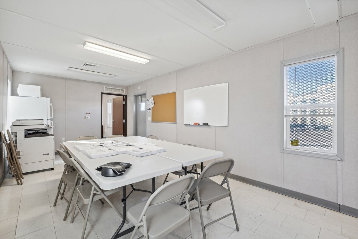 Job site break room setup for Metro E-Line construction project in Edina, Minnesota