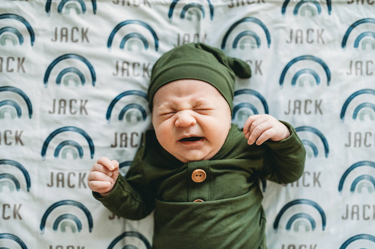 newborn baby yawning