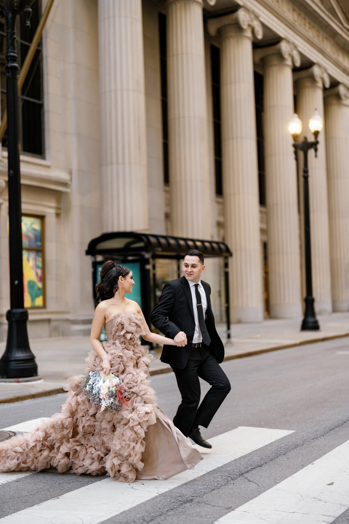 Aspen-Avenue-Chicago-Wedding-Photographer-Rookery-Engagement-Session-Histoircal-Stairs-Moody-Dramatic-Magazine-Unique-Gown-Stemming-From-Love-Emily-Rae-Bridal-Hair-FAV-51