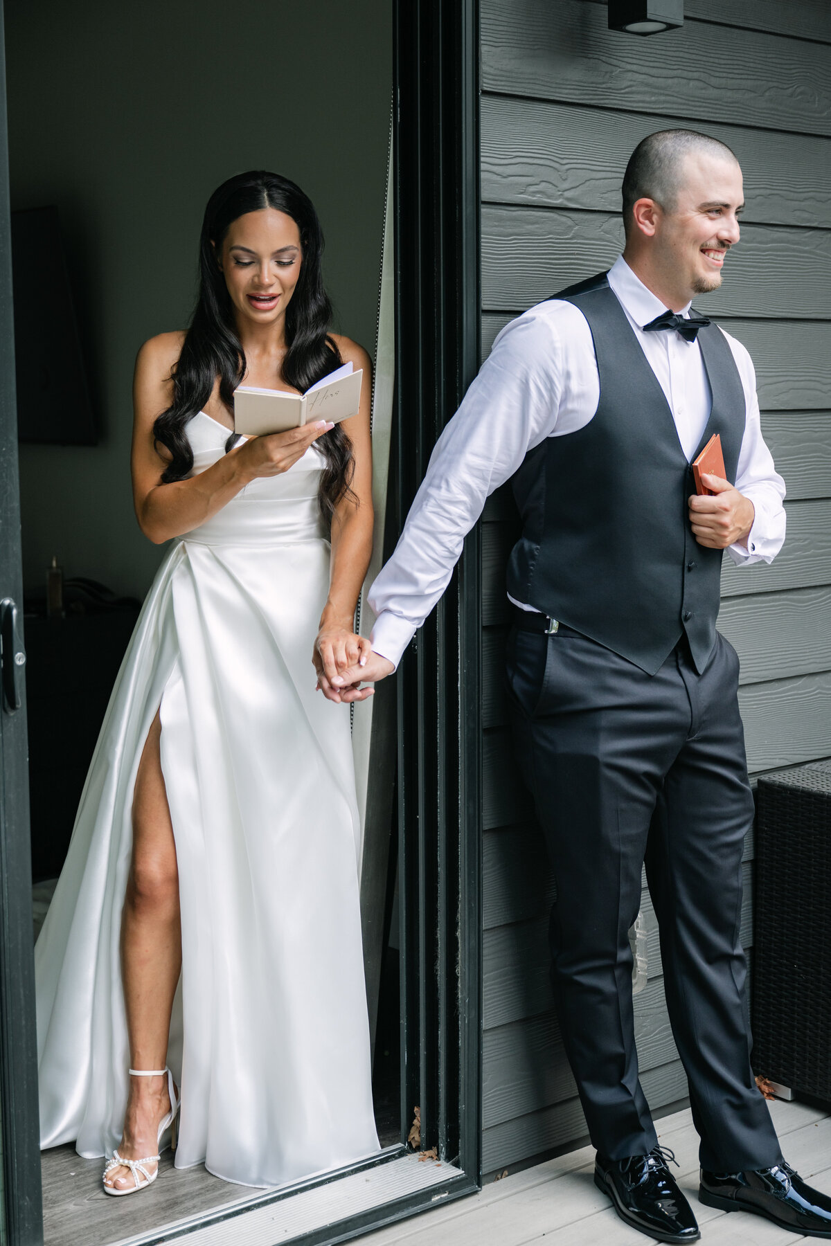 private wedding vows between bride and groom at home