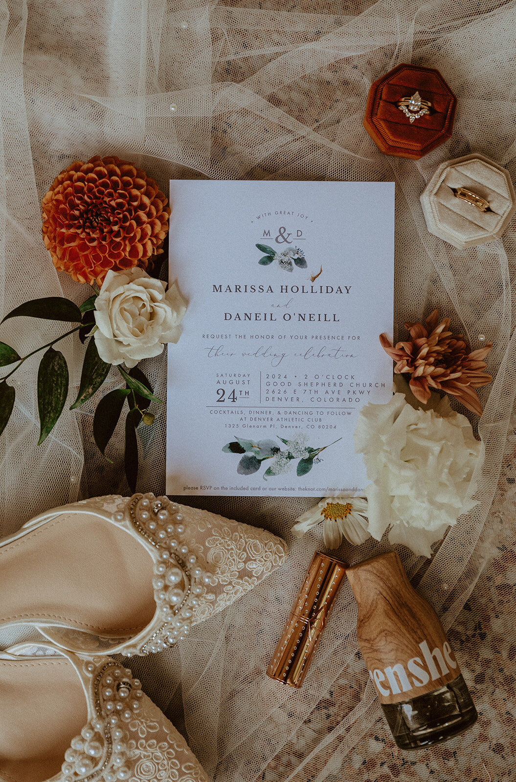 classical wedding flat lay invitations