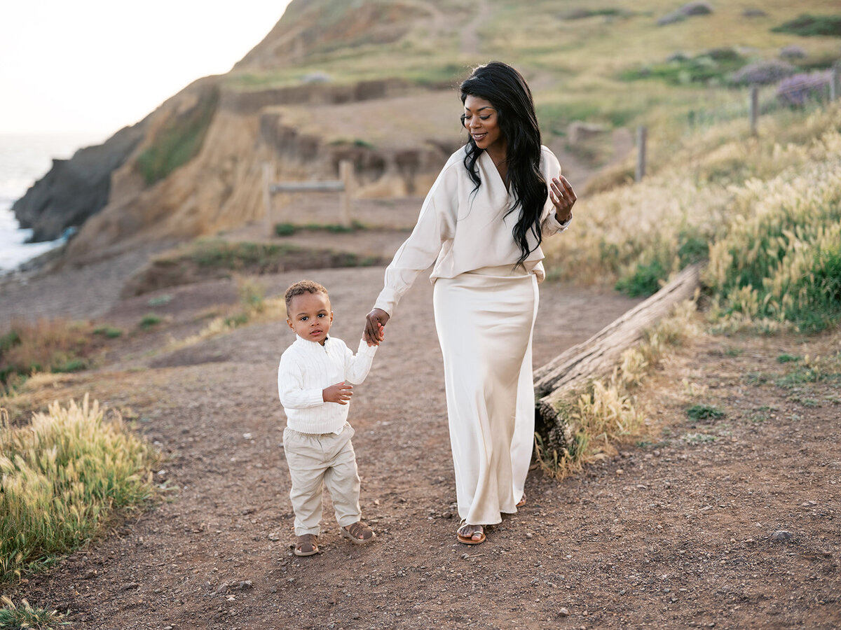 Beach family photos Rodeo Beach Marin Headlands mother son session