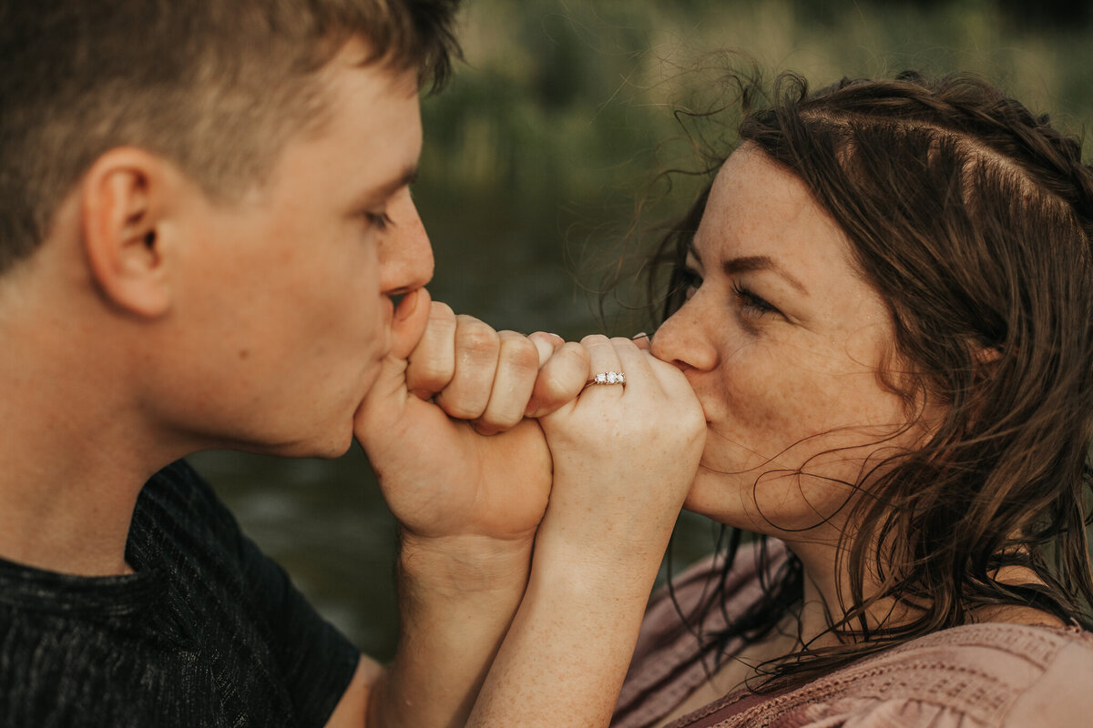 Summer engagement session at family lake in Warsaw, IN