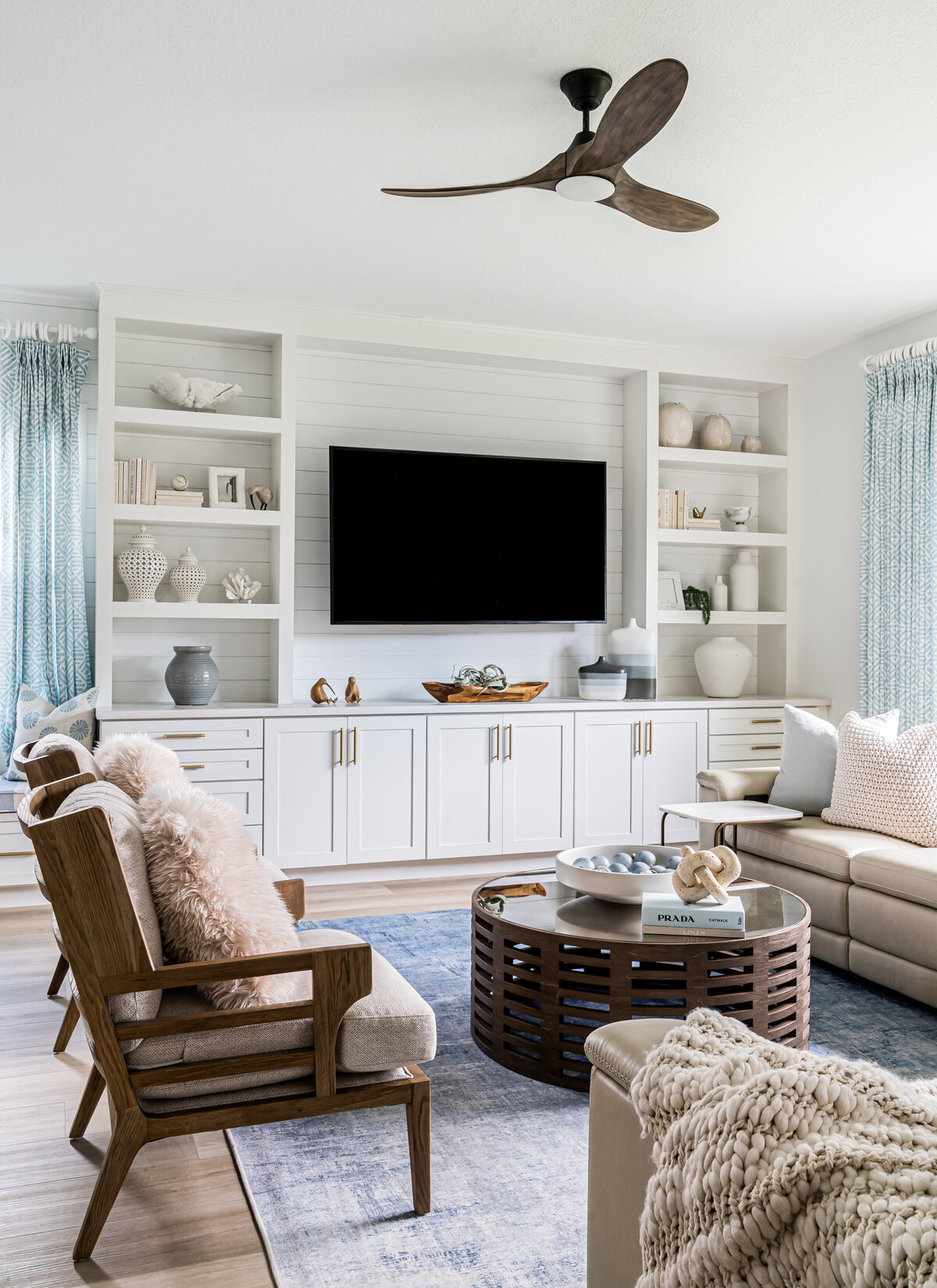 coastal home family room built in design and decor by Island Home Interiors Lake Nona