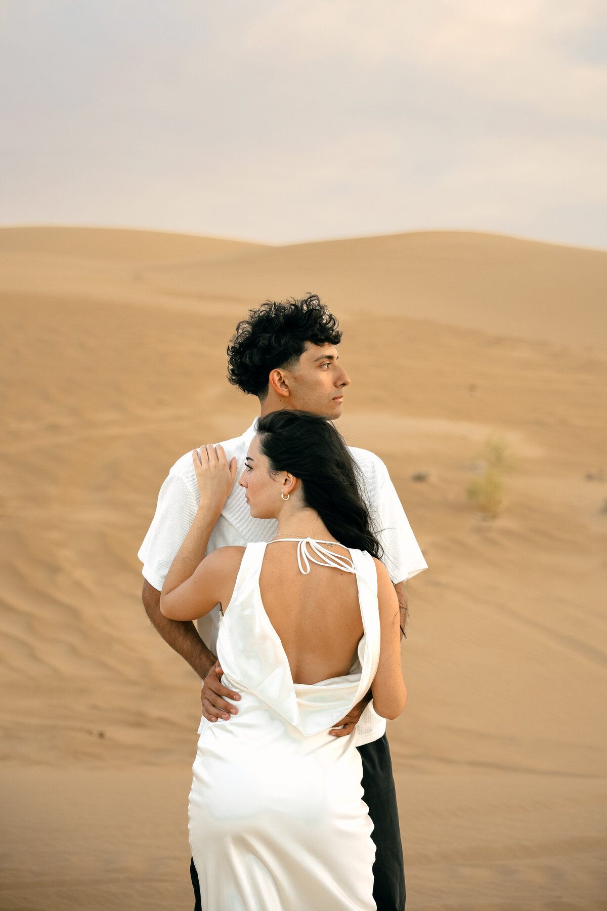 Romantic Desert Couples Session at Oregon Sand Dunes at Golden Hour