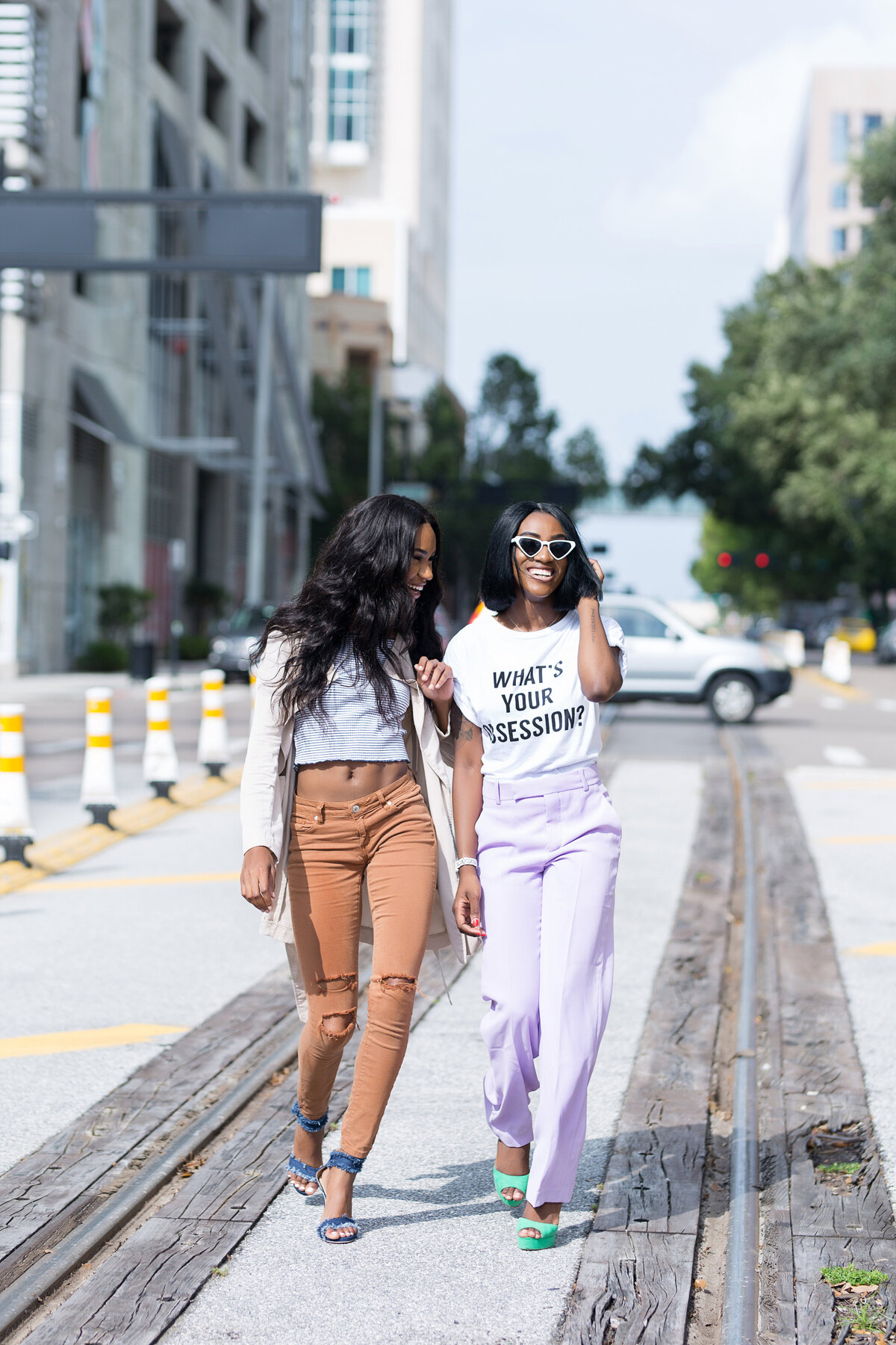 Young black influencers walking in Birmingham, AL.