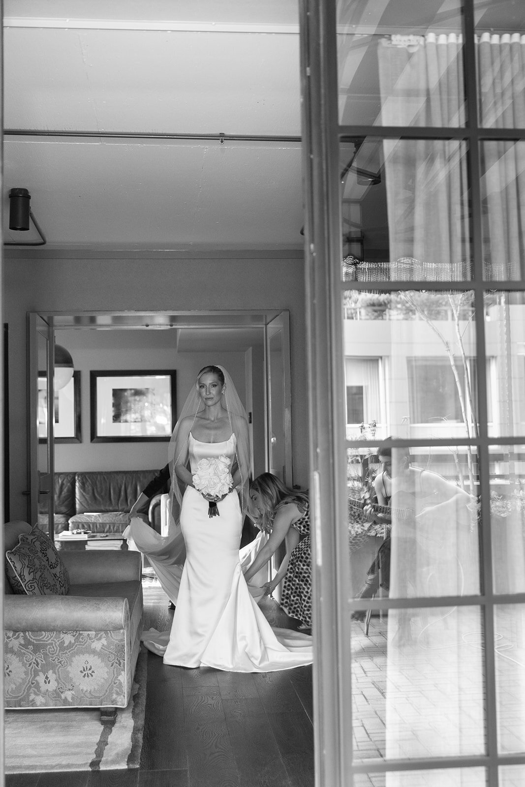 bride walks down the aisle terrace suite
