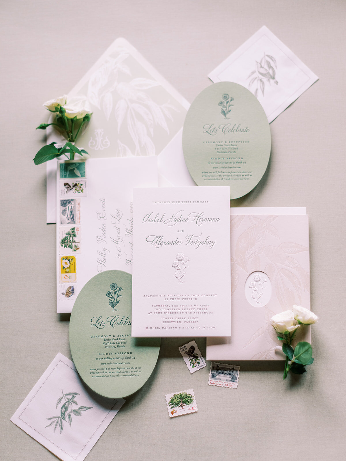 white-green-wedding-custom-letterpress-invitation-suite