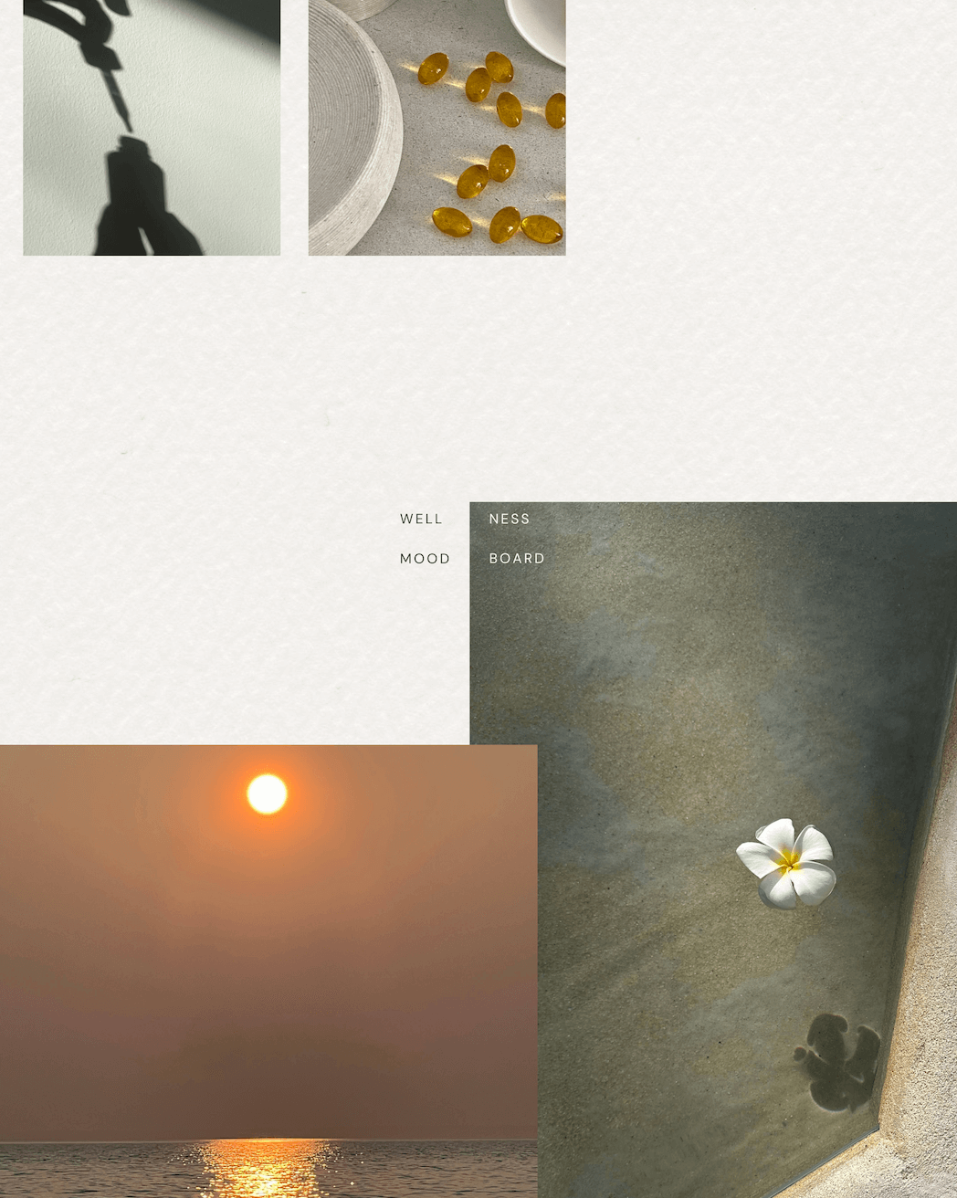 Wellness moodboard with organic natural minimal design and colors by Studio Chan