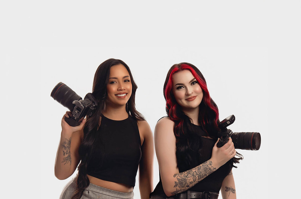 Three Vancouver Photographers pose on boxes for a photoshoot
