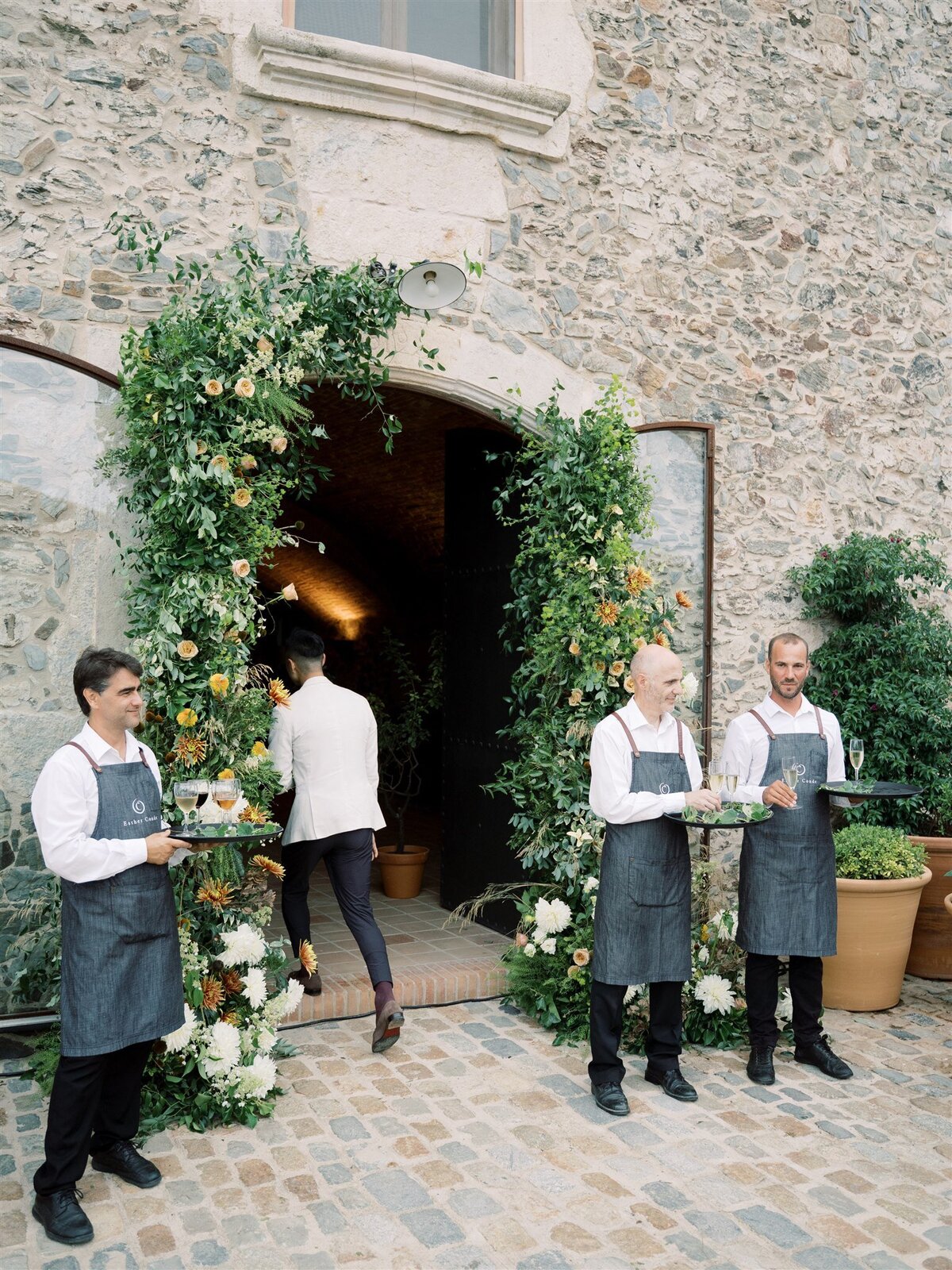 Waiters outdoor  wedding reception