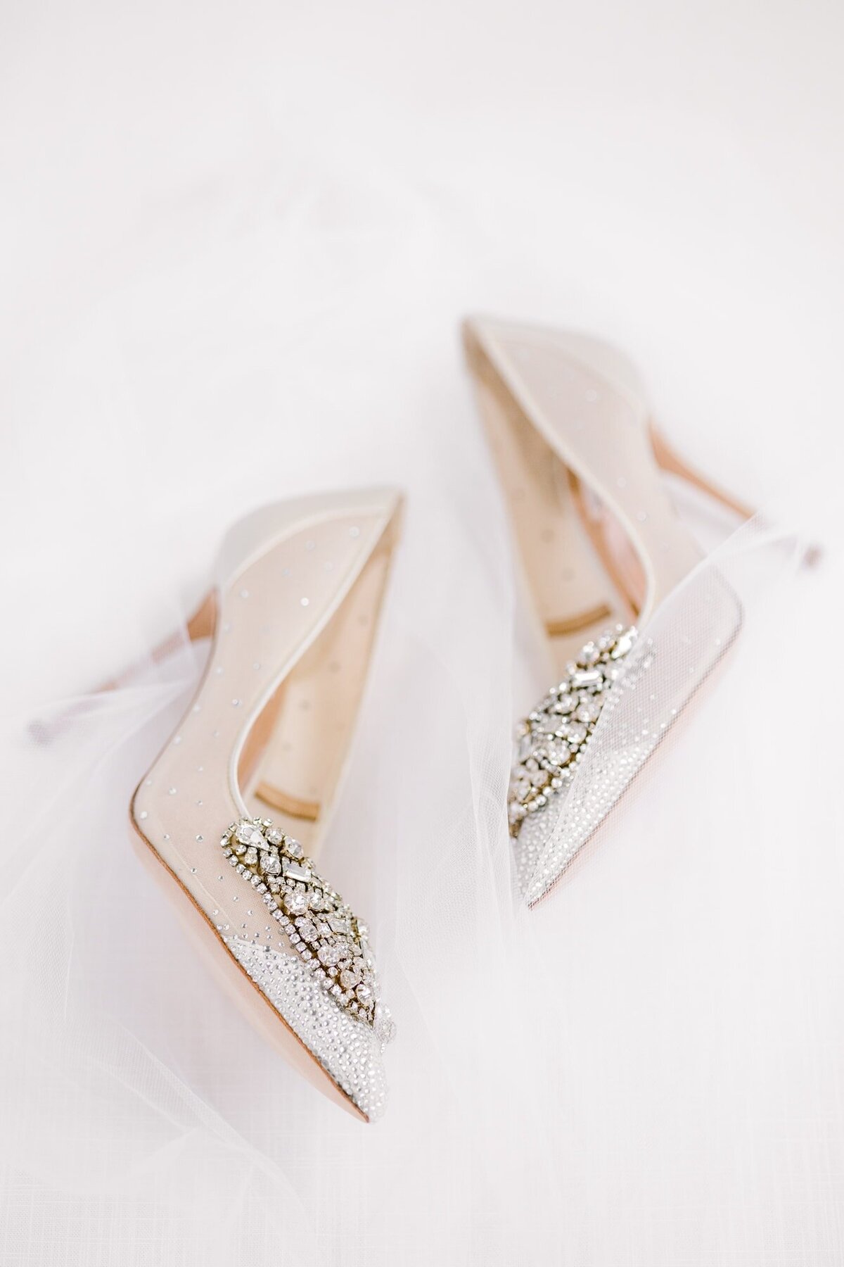 Sparkly bridal heels in soft veil