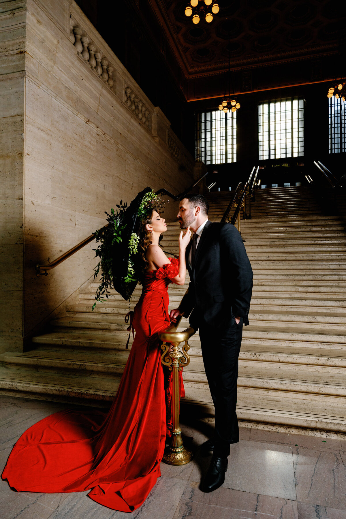Aspen-Avenue-Chicago-Wedding-Photographer-Union-Station-Chicago-Theater-Engagement-Session-Timeless-Romantic-Red-Dress-Editorial-Stemming-From-Love-Bry-Jean-Artistry-The-Bridal-Collective-True-to-color-Luxury-FAV-33
