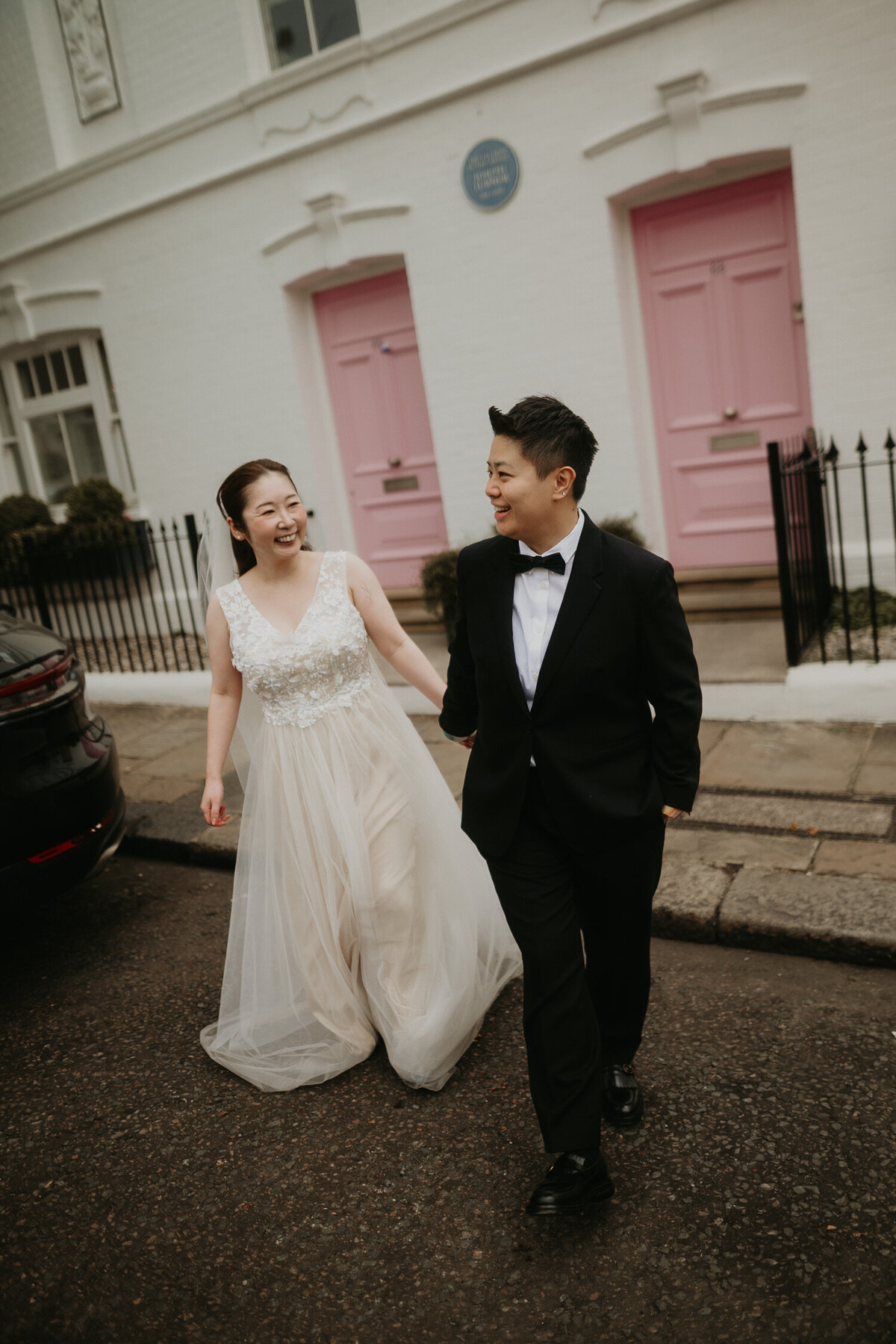 Same sex couples portraits around Chelsea in London.