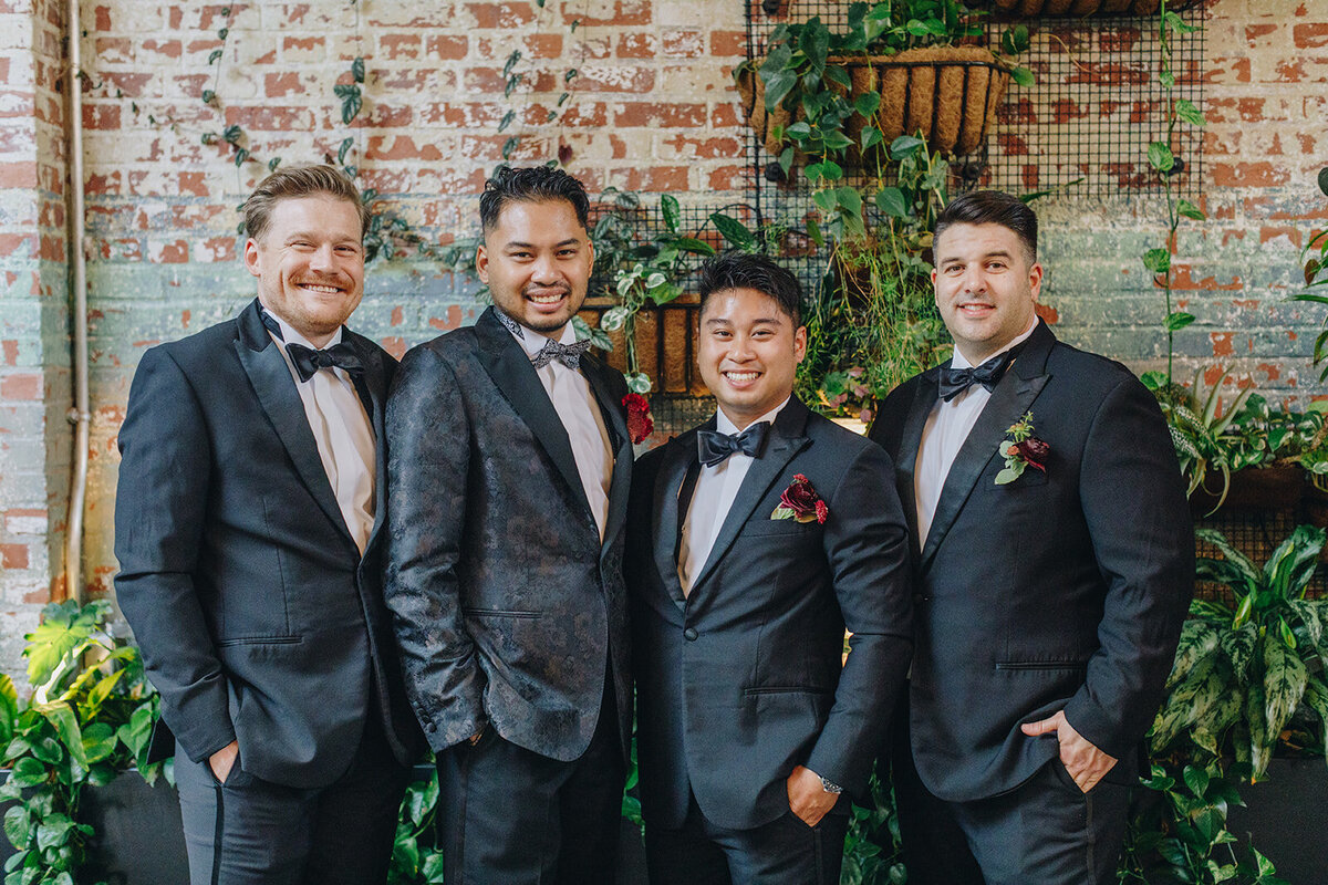 groom and groomsman portraits at brooklyn winery
