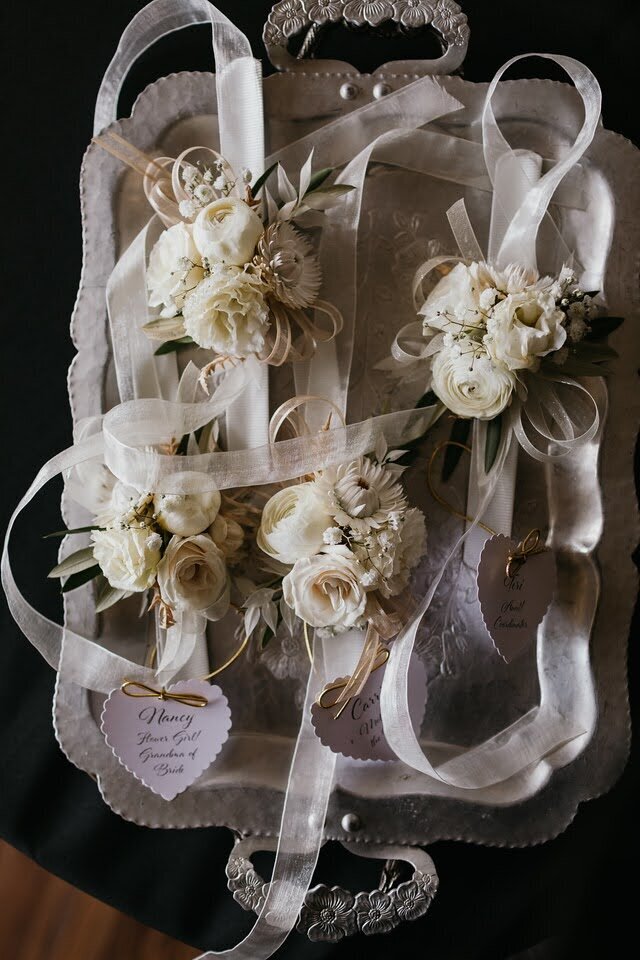 Floral corsages for a wedding in Redmond, Oregon.