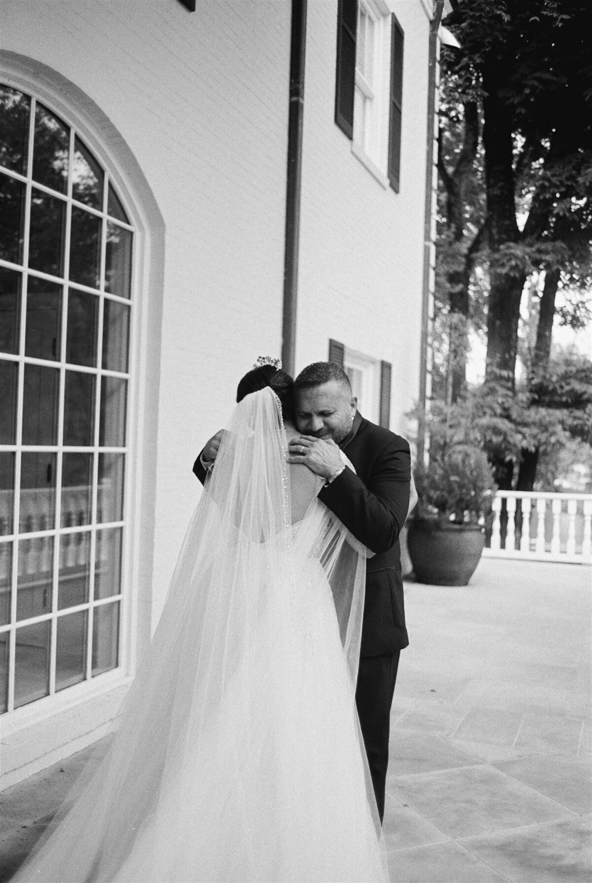 First look bride and father wedding The Estate at Cherokee Dock Nashville