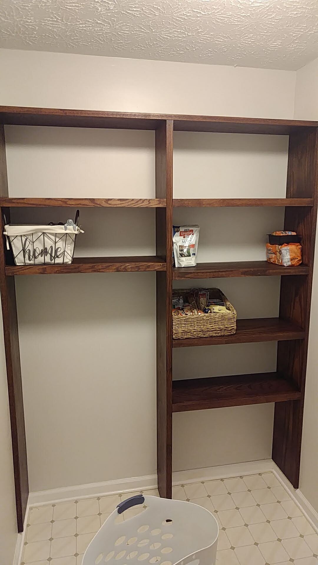 Open concept shelving for pantry