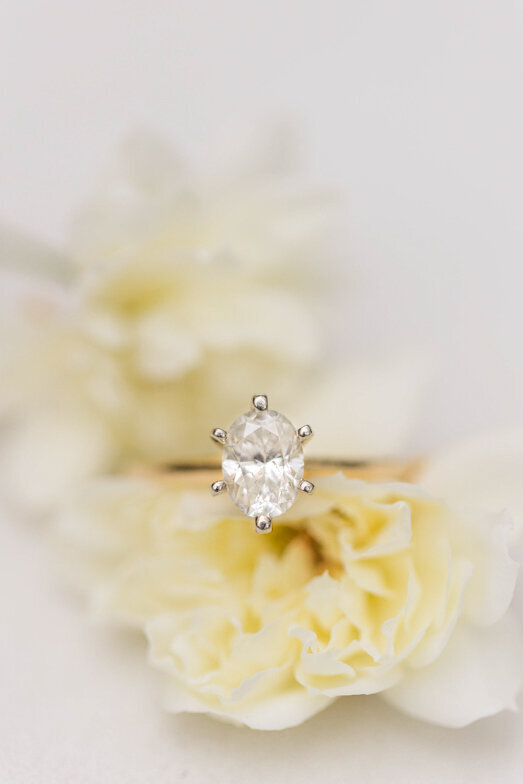 engagement ring on yellow rose