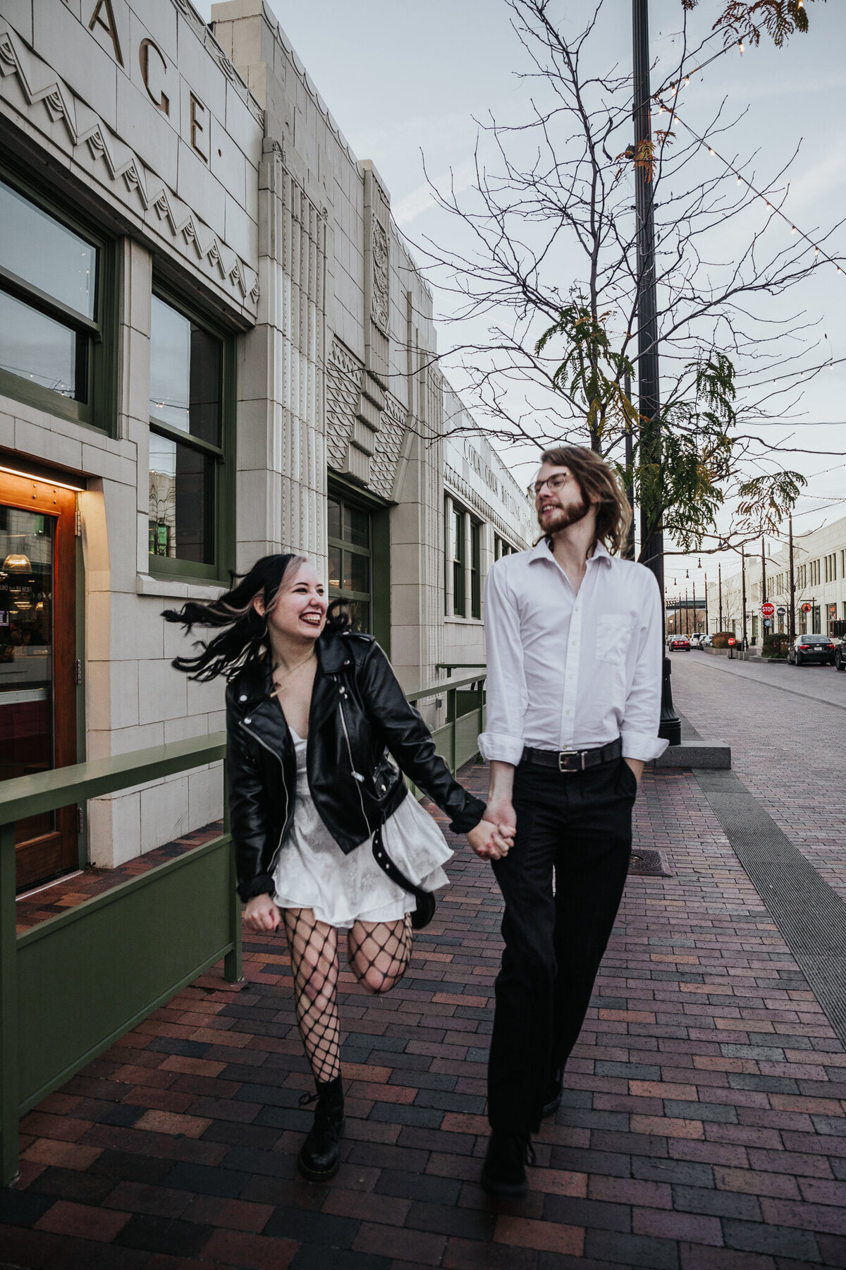 Alternative engagement photoshoot at Bottleworks in Indianapolis, IN