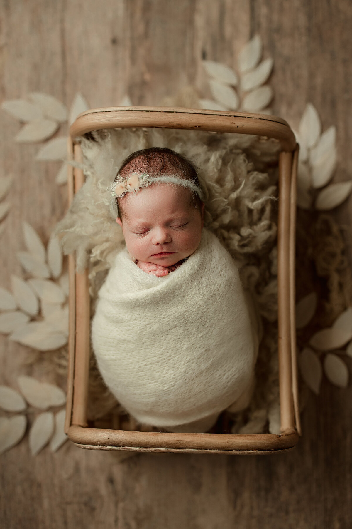 newborn girl in whitefish photography studio