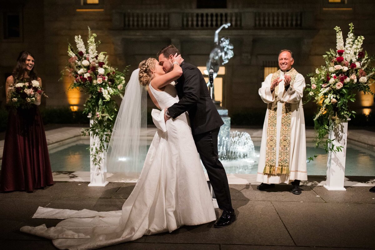 Boston Public Library Wedding Ceremony First Kiss