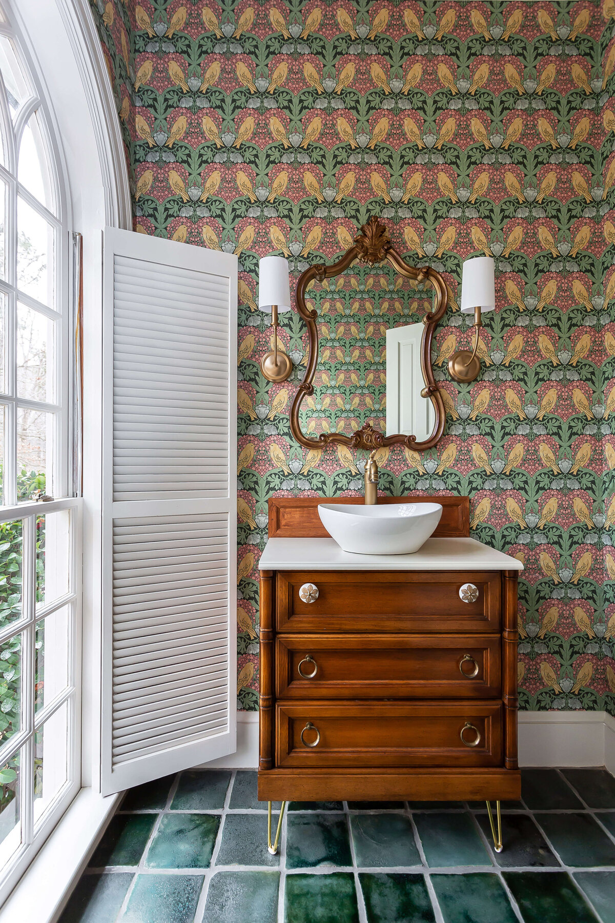 sweet southern home post project art deco bird wallpaper with mirror