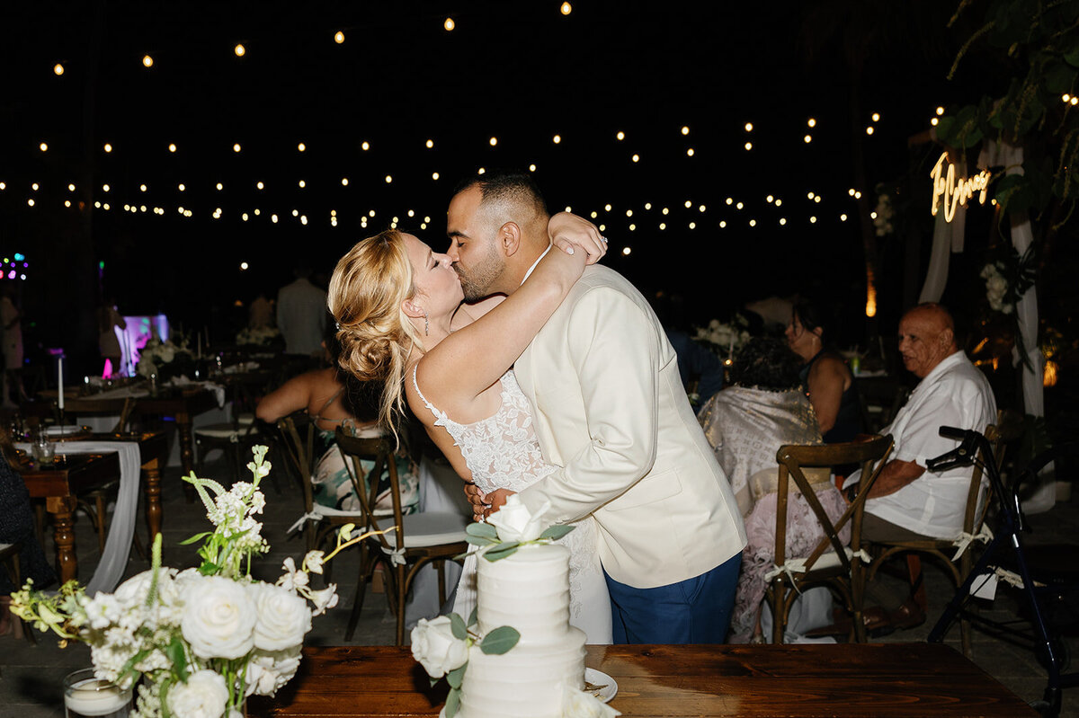 Intimate newlywed dance moment at Kelly and Rafael’s Islamorada wedding reception.