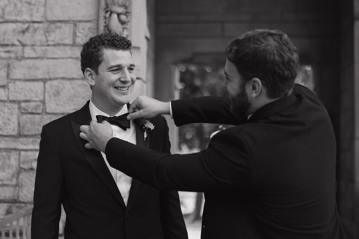 Black and white Indianapolis groom portrait photography
