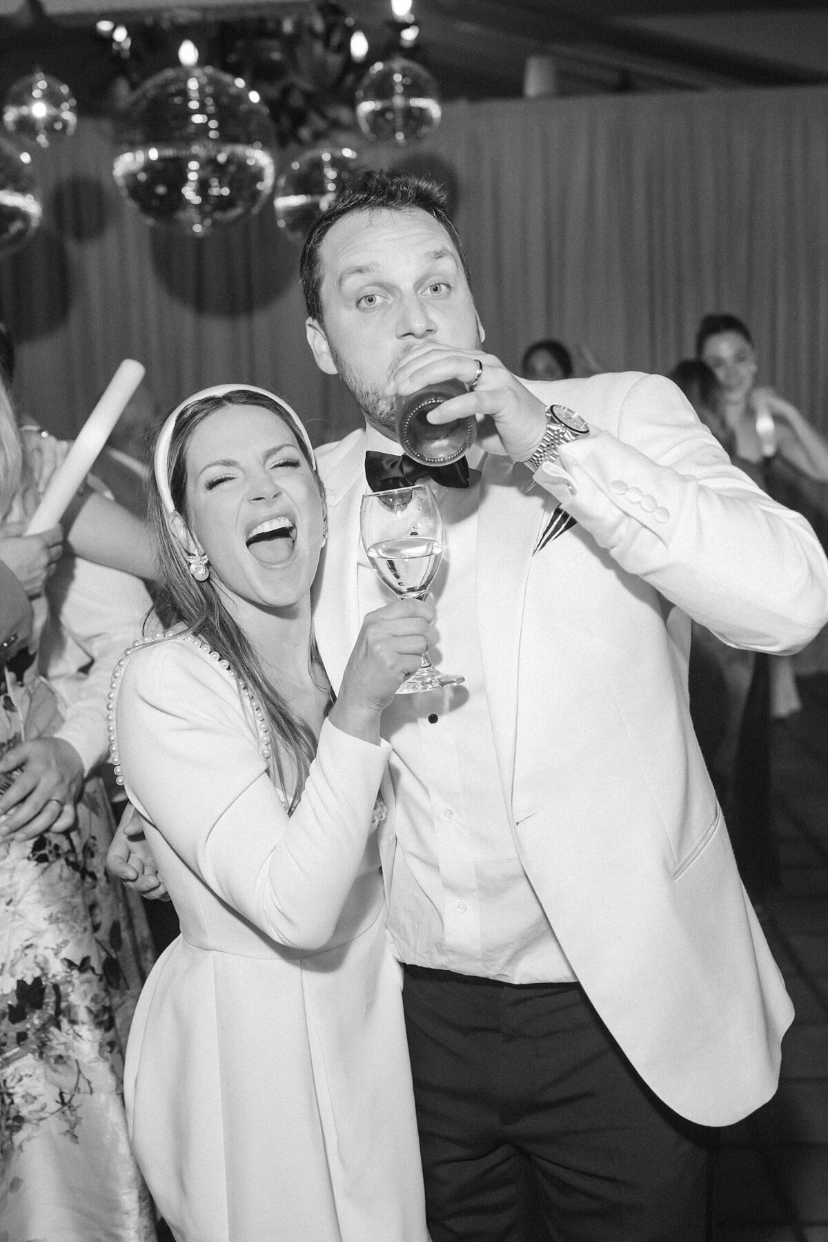 Bride and groom at a wedding reception