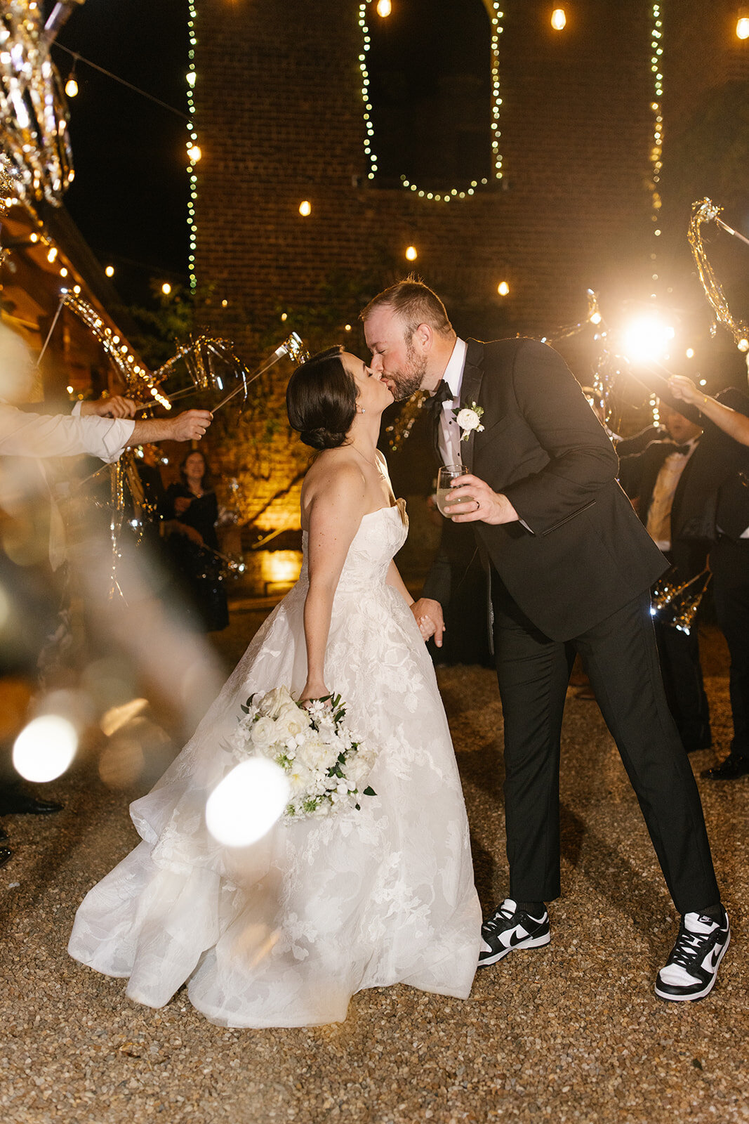 sparklers at wedding exit Barnsley Garden