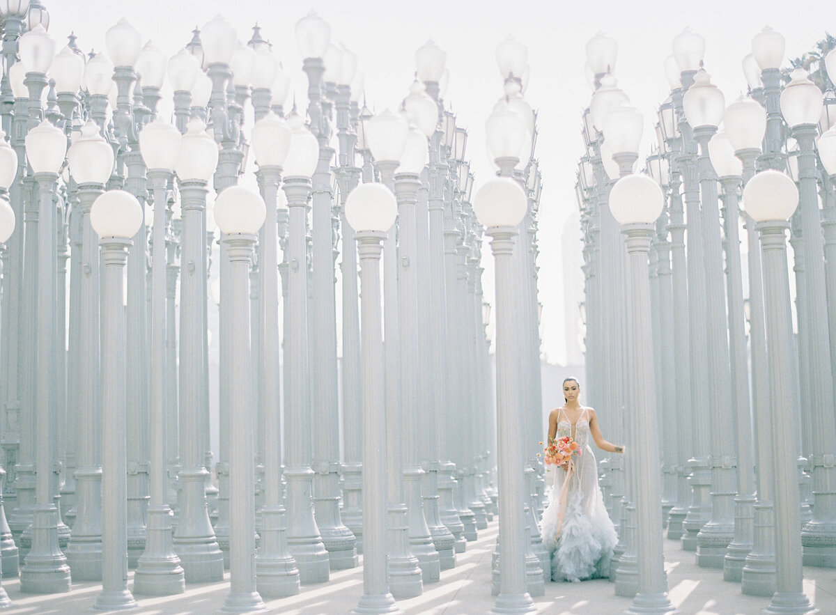 Luxury bride and groom in front of castle