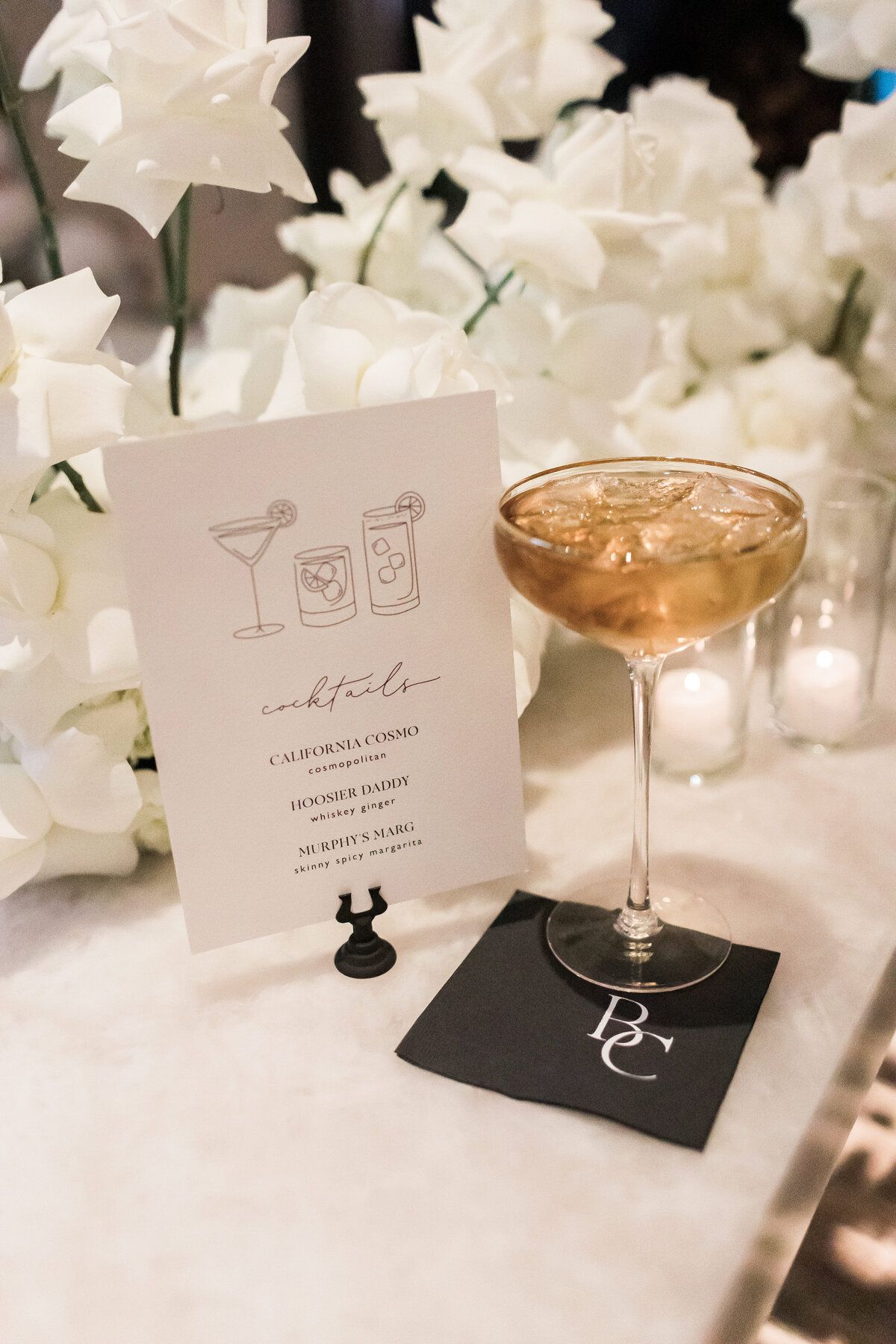 Signature cocktails at wedding