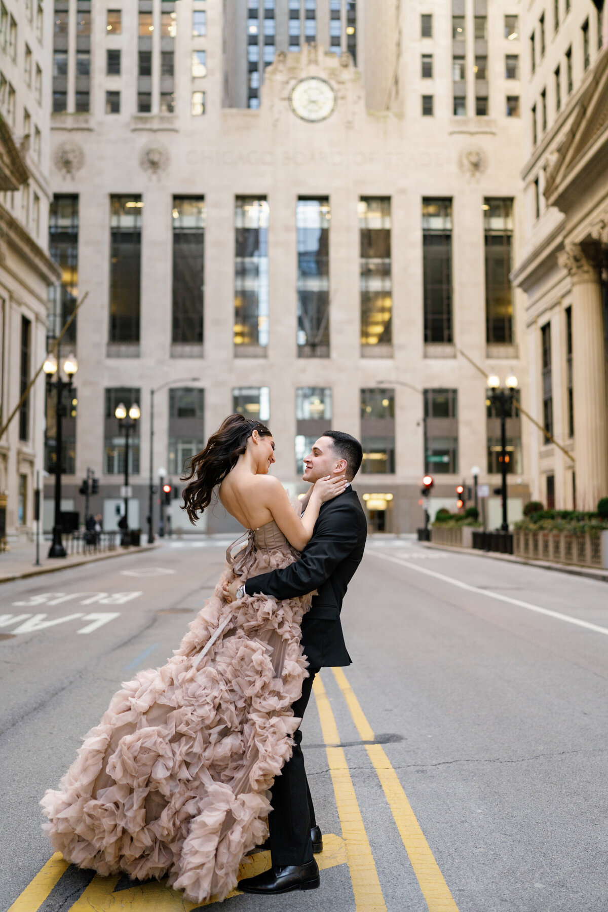 Aspen-Avenue-Chicago-Wedding-Photographer-Rookery-Engagement-Session-Histoircal-Stairs-Moody-Dramatic-Magazine-Unique-Gown-Stemming-From-Love-Emily-Rae-Bridal-Hair-FAV-61