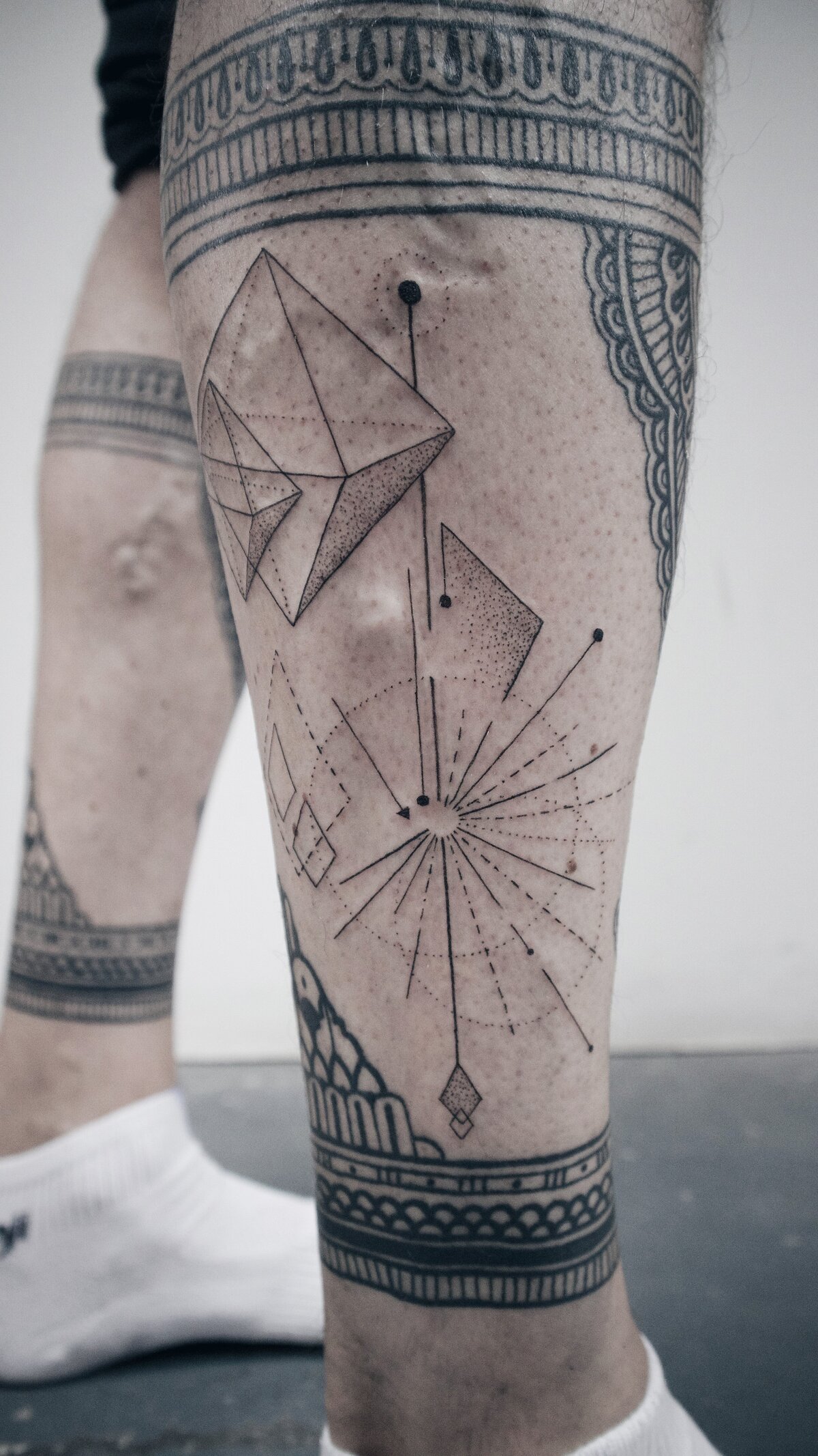 abstract tattoo, fine line tattoo, geometric tattoo