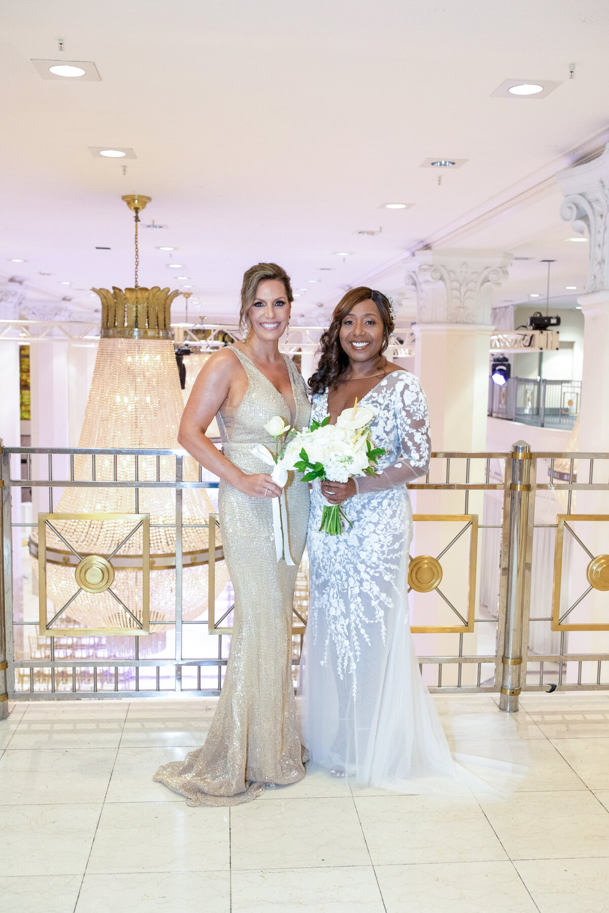 southern-exchange-ballrooms-atlanta-bride-with-bridesmaid-gold-dress