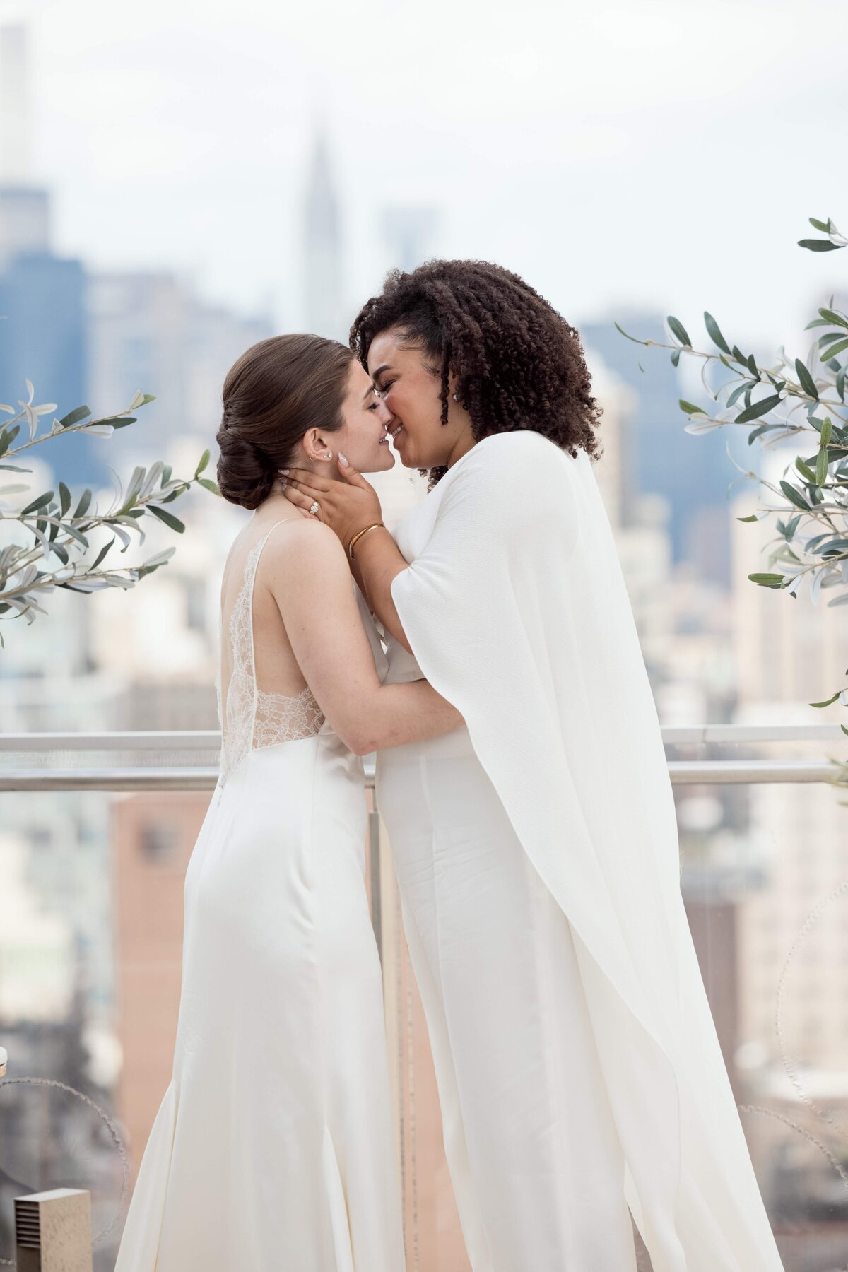 NYC Wedding Brides First Kiss