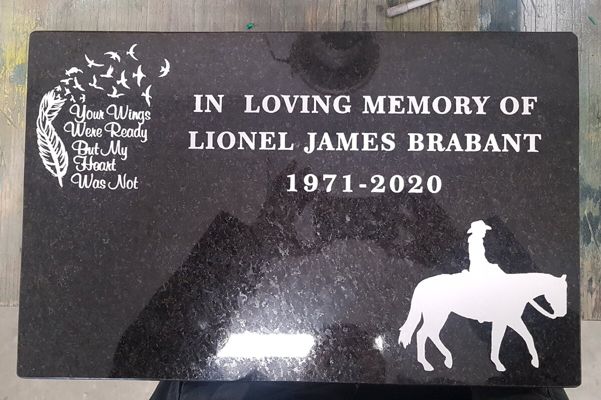 Alberta Cowboy Headstone Design Horses