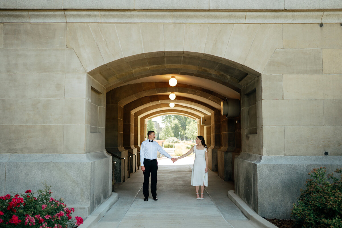 Couple during golden hour engagement shoot in Boise, Idaho wedding/elopement - photographed by The Storytellers