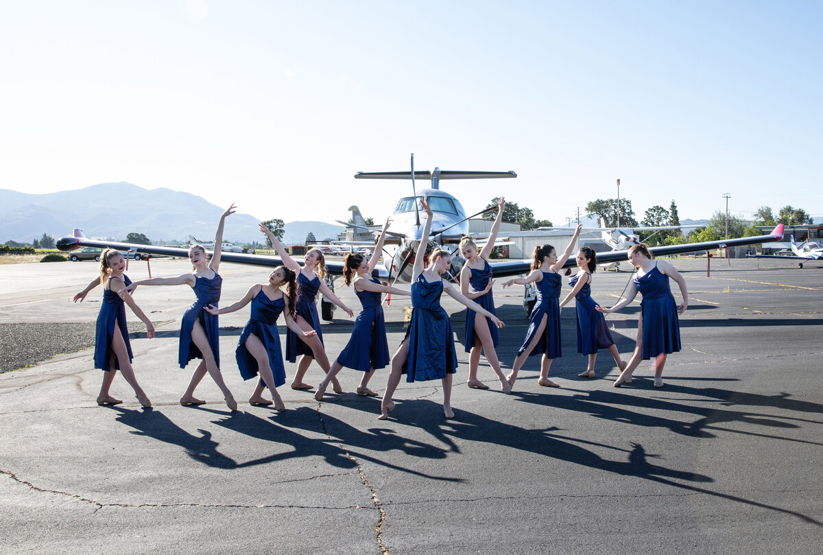 Contemporary dance portrait with airplanes