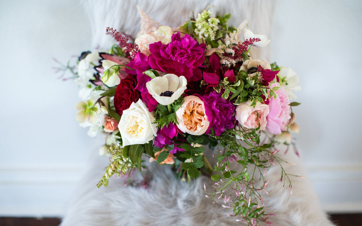 Bride's bouquet of flowers prior to the ceremony