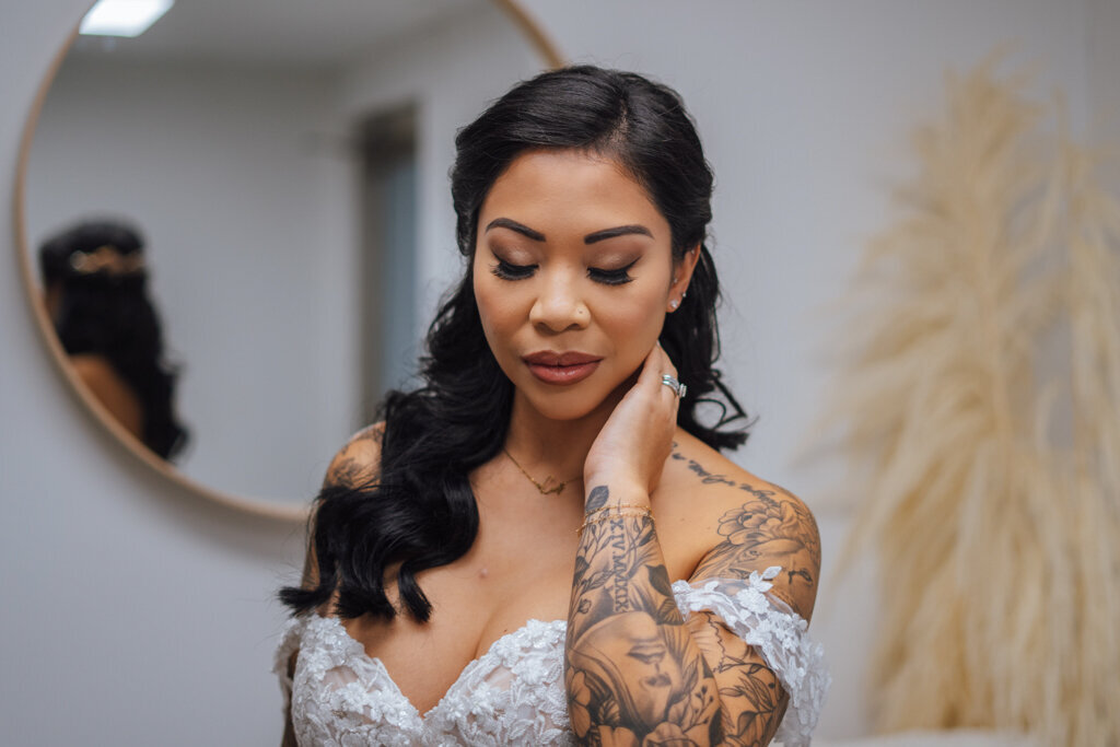 Elegant and timeless bridal hair and makeup by Makeup By Chelsea & Co, feminine Edmonton hair and makeup artist, featured on the Brontë Bride Vendor Guide.