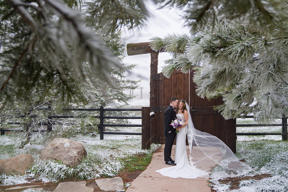 Snowy ranch wedding Colorado