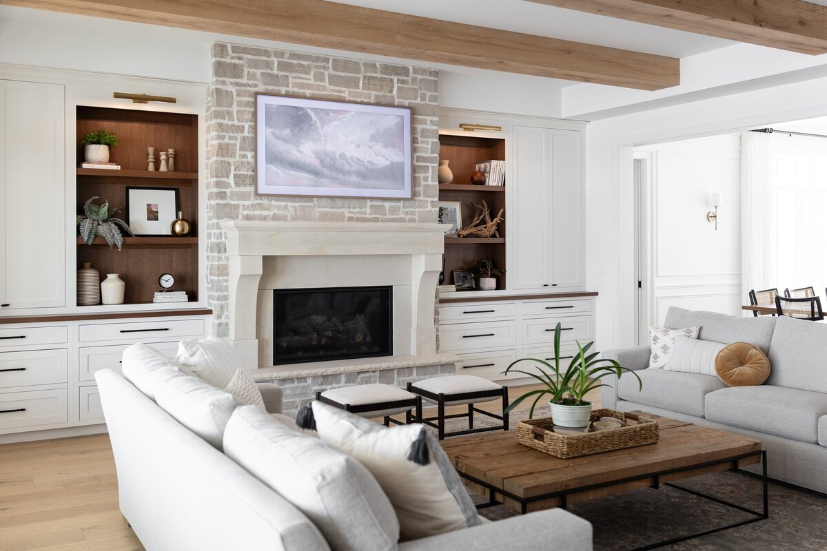 michele rosenboom design cozy colonial living room with stone fireplace